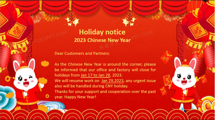 Hansal Group Chinese Spring Festival Holiday Notice 